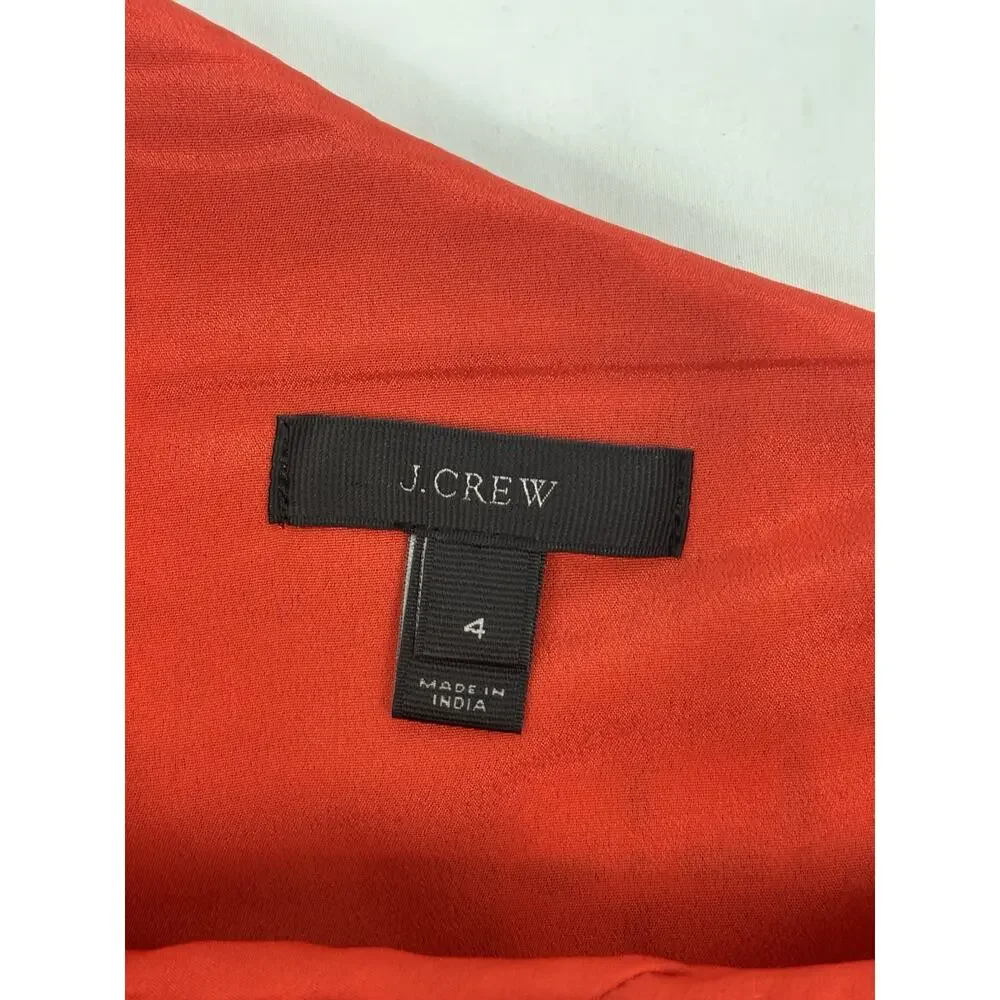 J Crew One Shoulder Ruffle Sleeveless Top Eyelet Lace Red Size 4